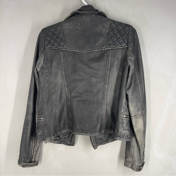 All Saints Black Leather Biker Jacket US 2 - Picture 11 of 14